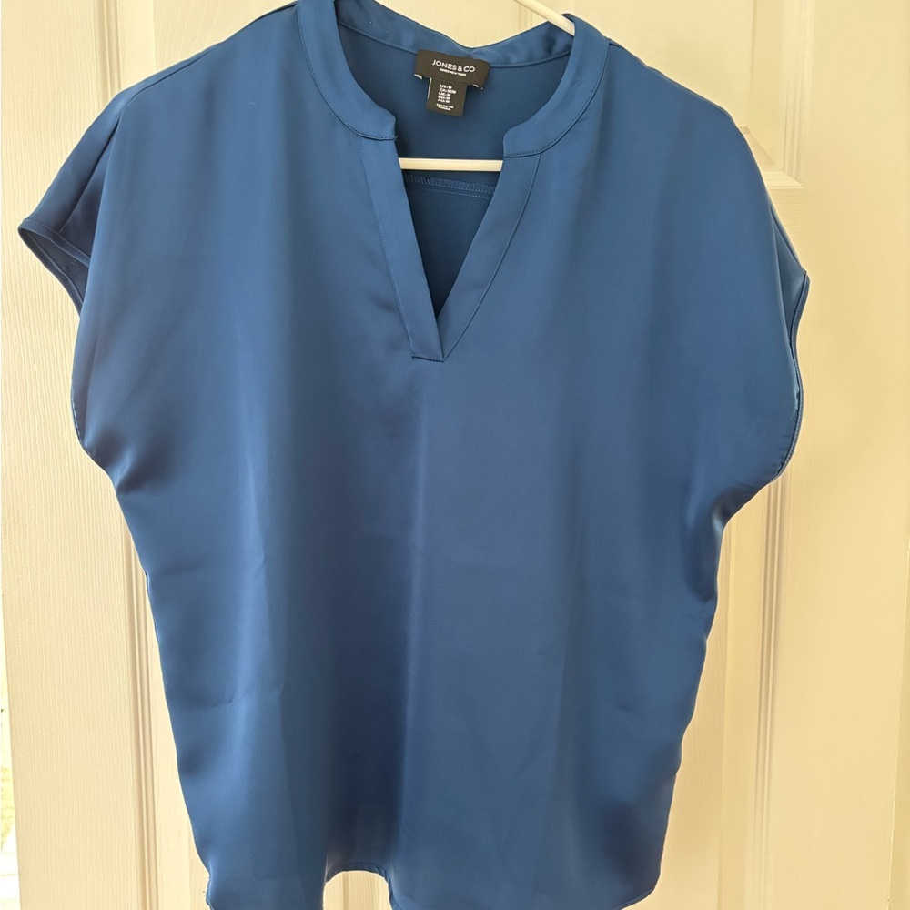 Jones & Co Deep Blue Satin Blouse